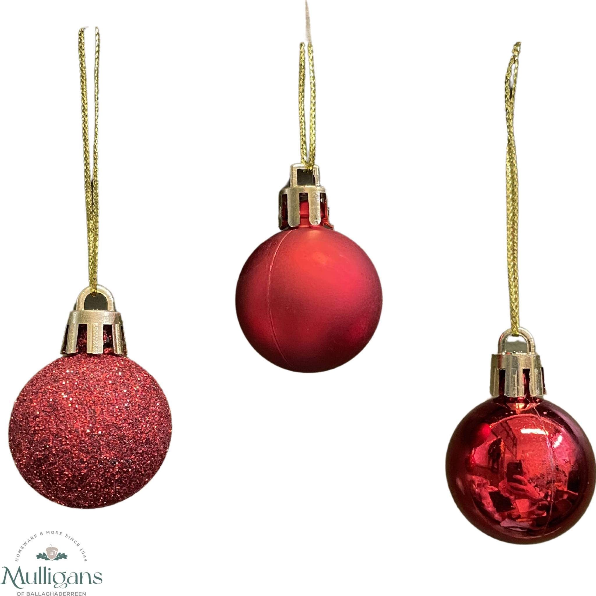 Deluxe 12 pcs, 3cm Baubles (Red) - Mullligans of Ballaghaderreen