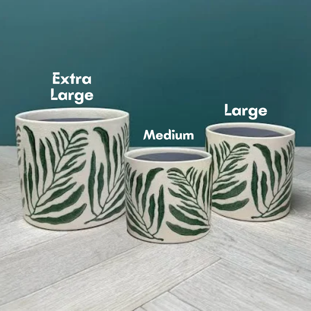 Green Branch Stoneware Pot Cover Extra Large 31029 Gisela Graham Mulligans of Ballaghaderreen