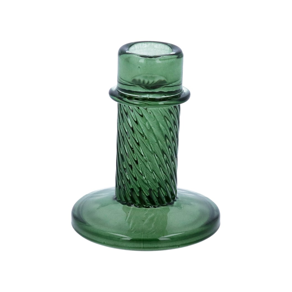 Green Glass Twist Column Candlestick Holder 51760 Gisela Graham Mulligans of Ballaghaderreen