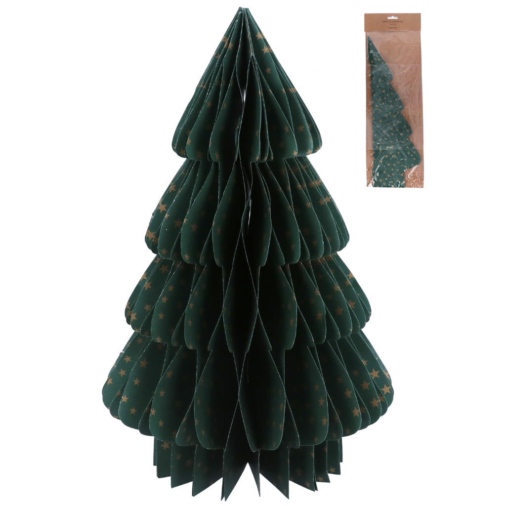 Green Paper Honeycomb Tree W Gold Stars Orn 36313 Gisela Graham Mulligans of Ballaghaderreen