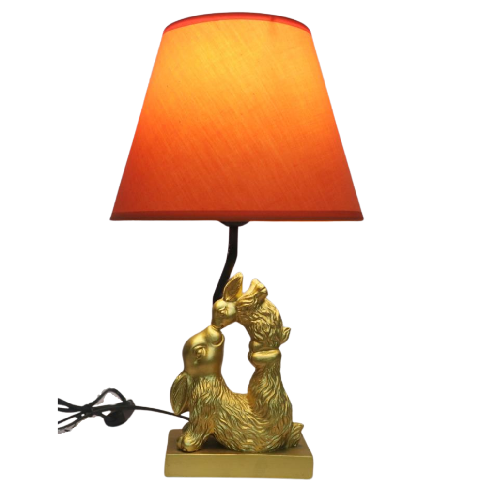 Kissing Rabbits Lamp Gold with Orange shade Y28.42197 Harold Elmes Mulligans of Ballaghaderreen