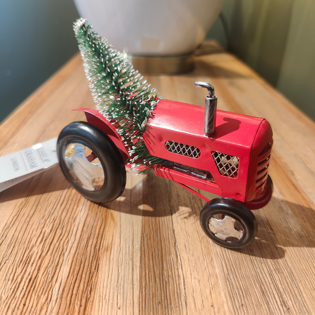 Metal Christmas Tree Decoration Red Tractor And Tree 10174 Gisela Graham Mulligans of Ballaghaderreen