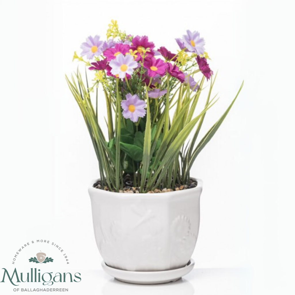 Mixed Artificial Flowers in Ceramic Pot SW4 The Grange Collection Kirkwood Mulligans of Ballaghaderreen