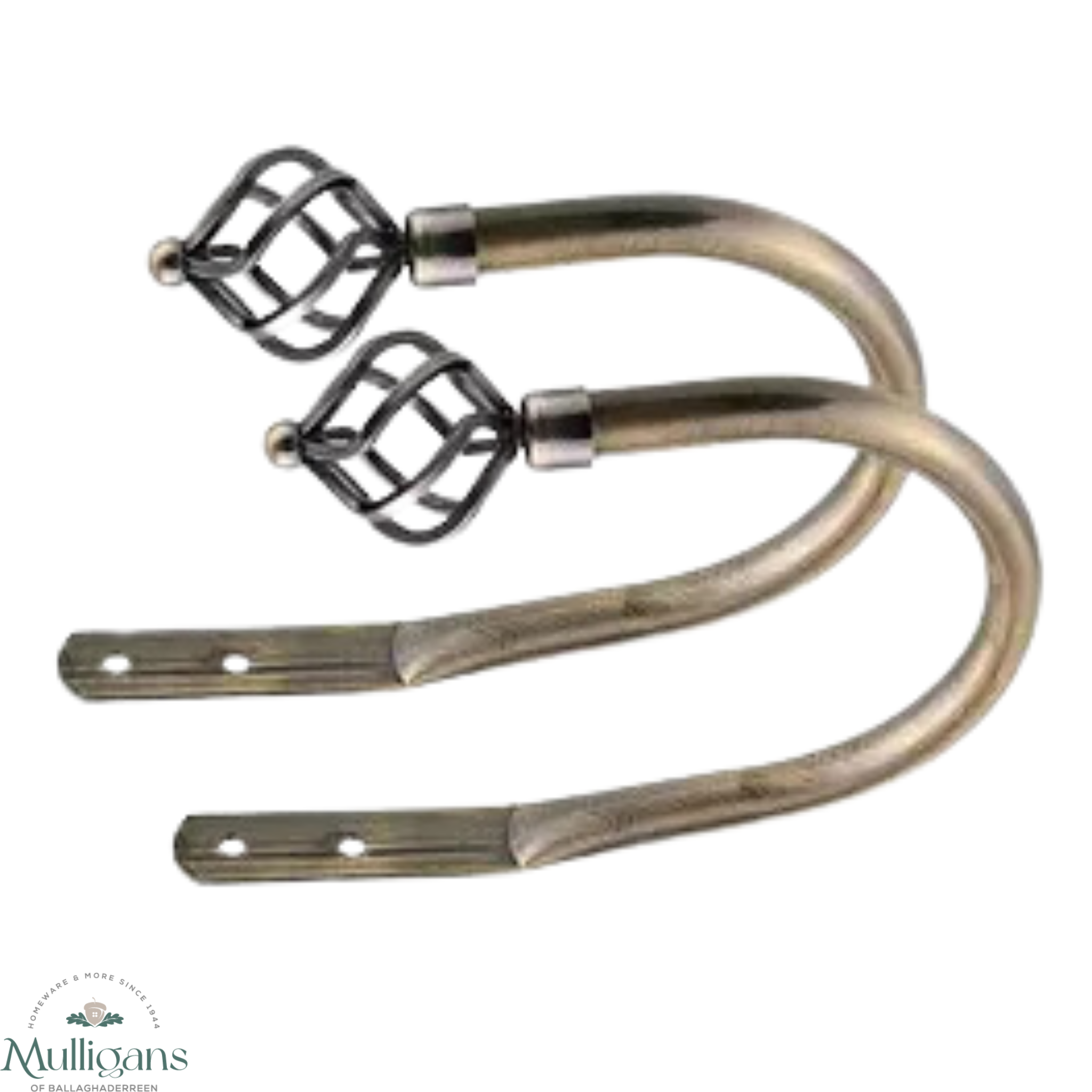 Set of 2 Mace Cage Curtain Holdbacks - Antique Brass  -Mullligans of Ballaghaderreen