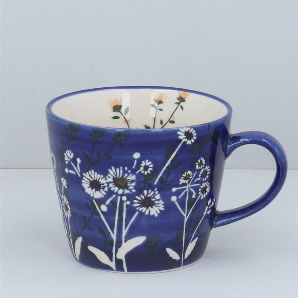 gisela graham Navy wild daisy stoneware mug Gisela Graham Mulligans of Ballaghaderreen