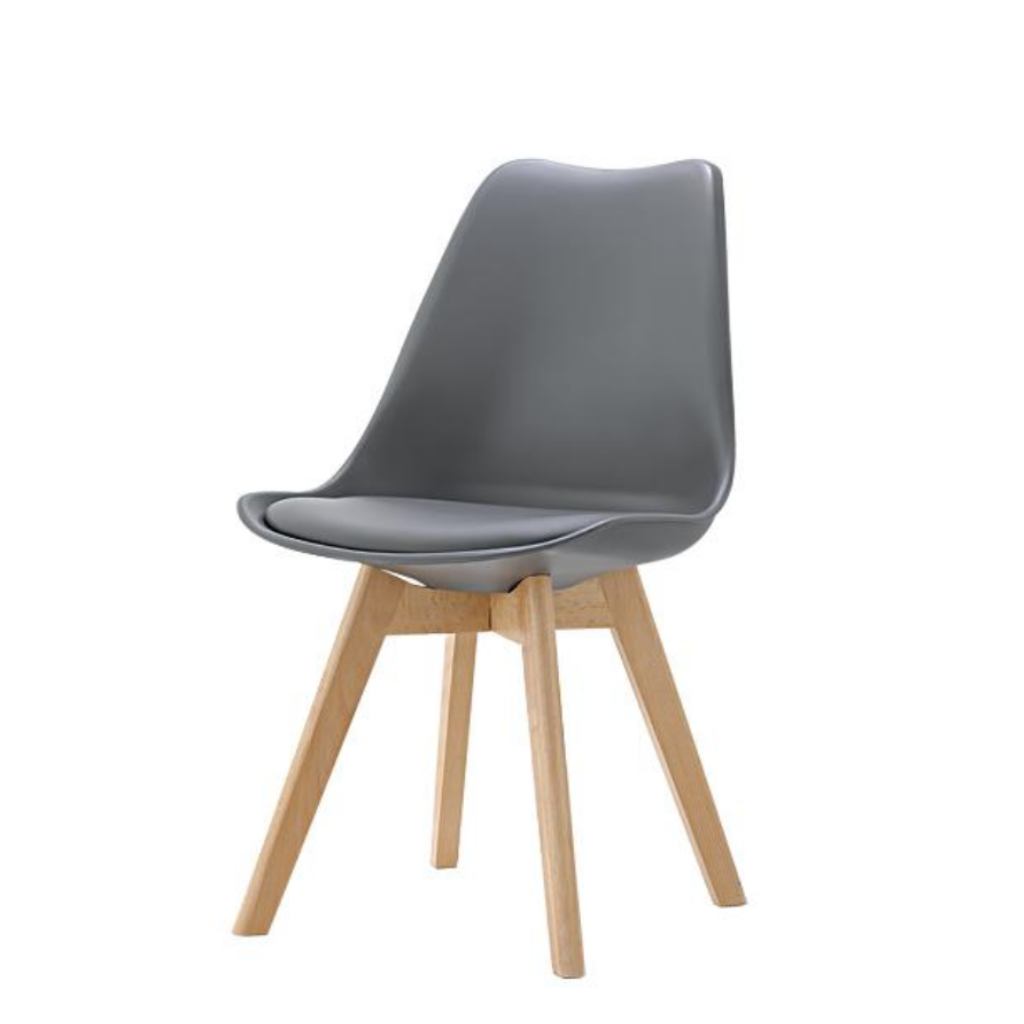 Eames Style Grey Dining Chair With Padded Seat