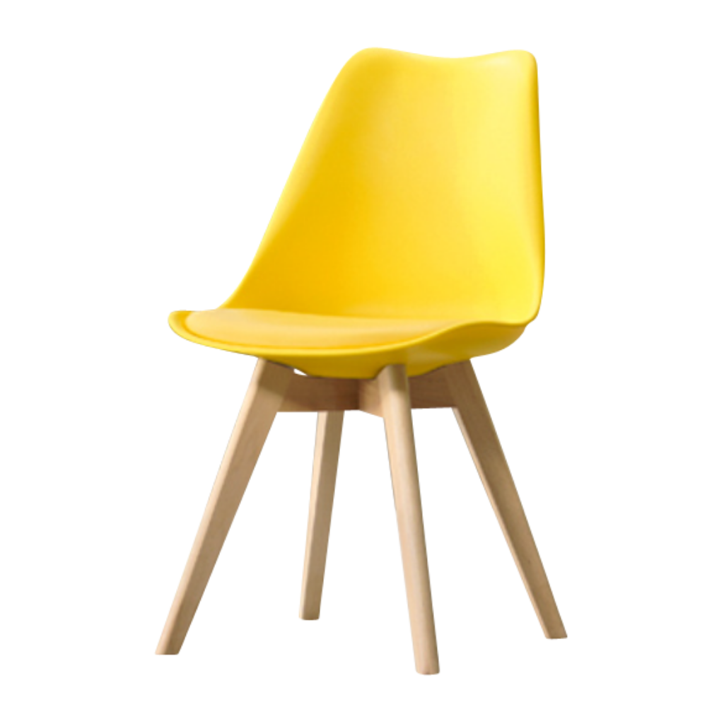 Eames Style Dining Chair Yellow with padded seat Mulligans of