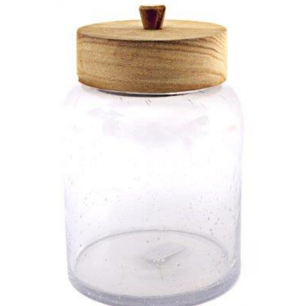 Glass Jar With Wood style lid KG1150 Mulligans of Ballaghaderreen