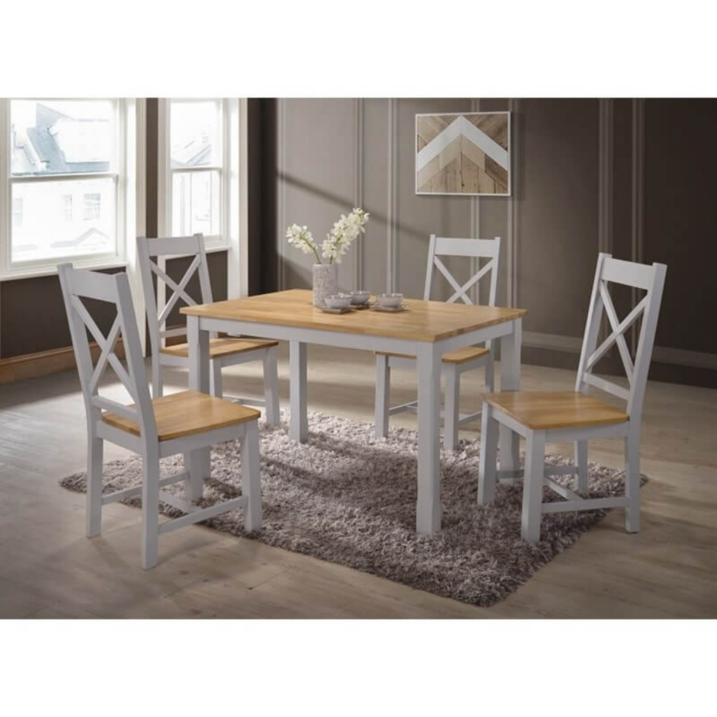 Harrogate 4FT Grey & Oak Dining Table & 4 Chairs