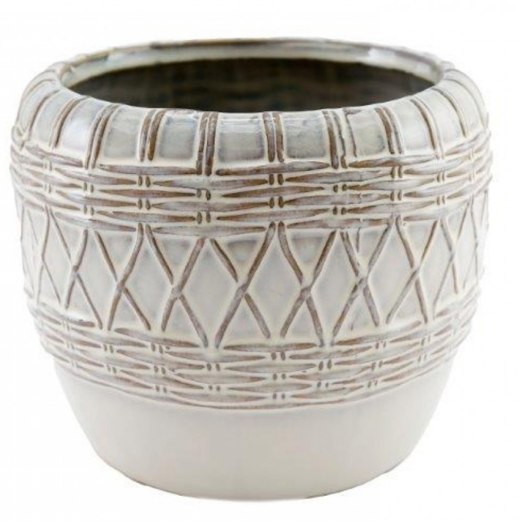 Natural Interiors Glazed Woven Design Pot NI0879 Mulligans of Ballaghaderreen