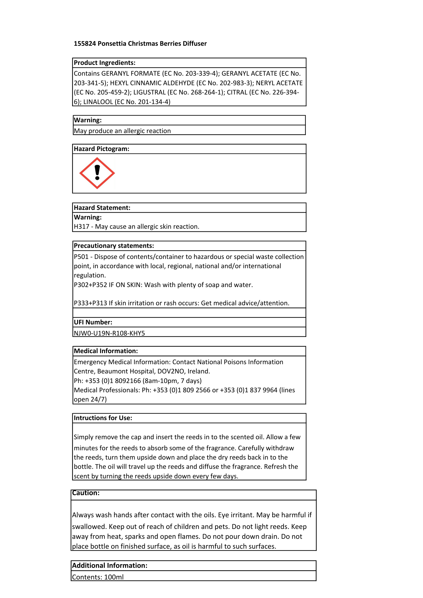 Poinsettia Diffuser - Christmas Berries