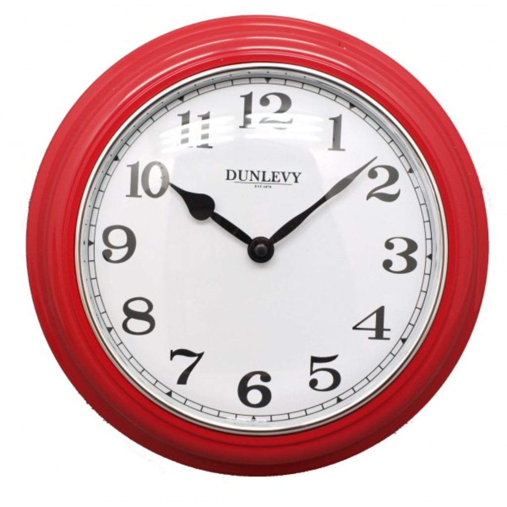 10" Deep Plastic WallClock - Red CL2001R Dunlevy Mulligans of Ballaghaderreen