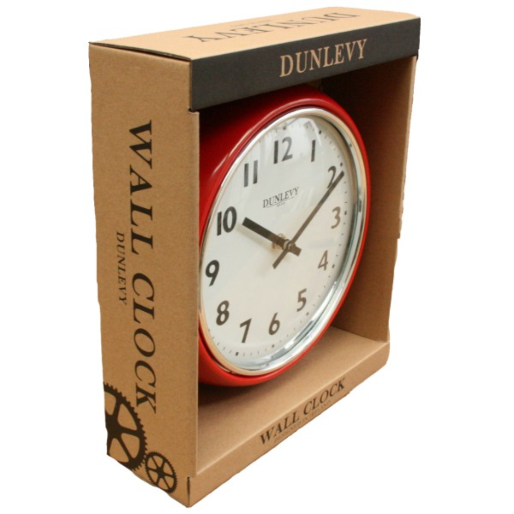 10" Deep Plastic WallClock - Red CL2001R Dunlevy Mulligans of Ballaghaderreen