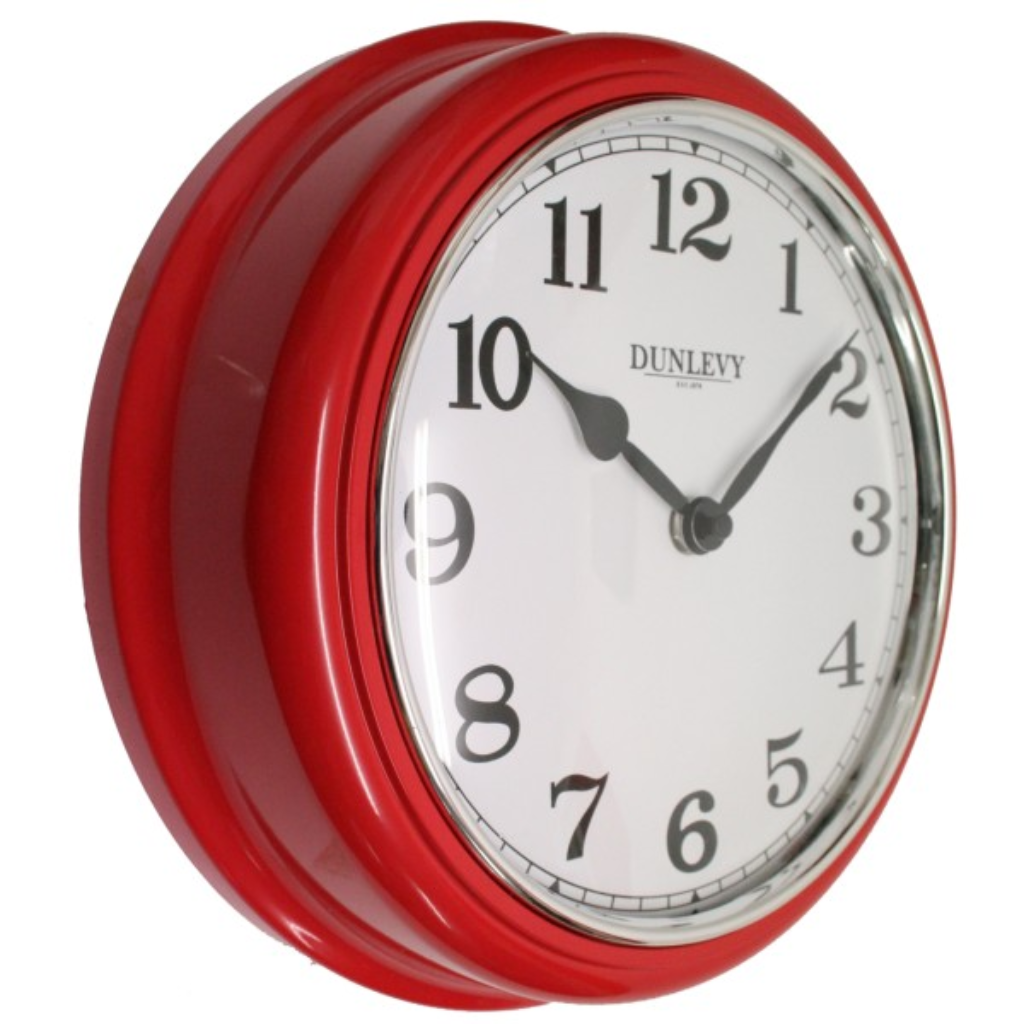 10" Deep Plastic WallClock - Red CL2001R Dunlevy Mulligans of Ballaghaderreen