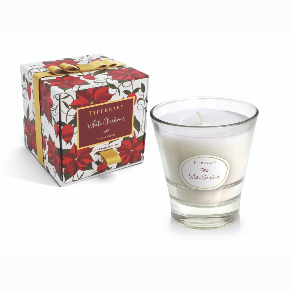 Poinsettia Tumbler Candle - White Christmas 155787 Tipperary Crystal Mulligans of Ballaghaderreen