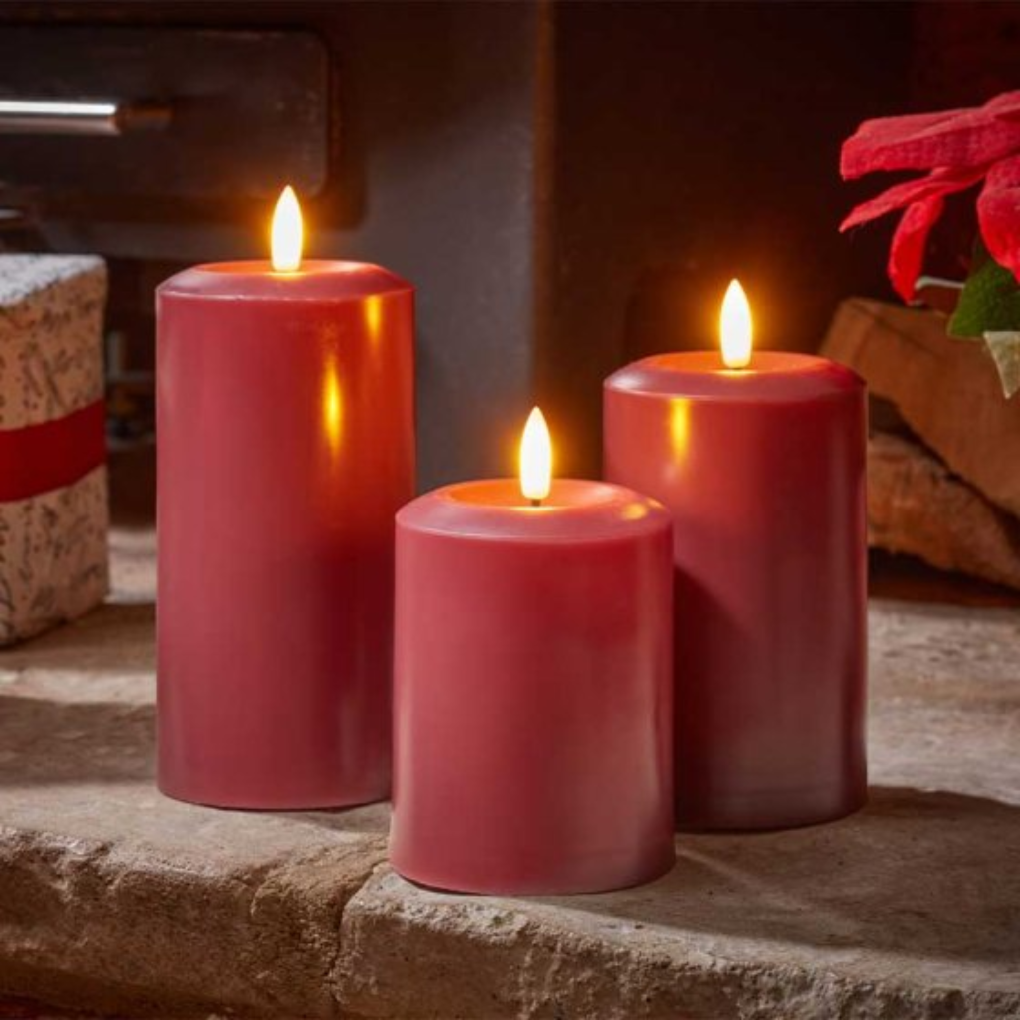 15cm Faux Flame Pillar Candle - Red 5322011 Smart Garden Christmas Mulligans of Ballaghaderreen