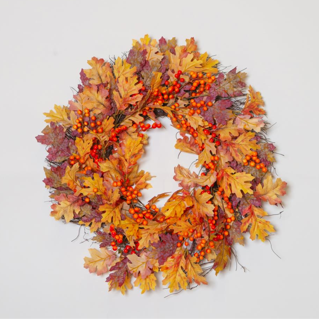 28" Oak Leaves & Berries Autumn Wreath Y31.A3303 Elmes Mulligans of Ballaghaderreen