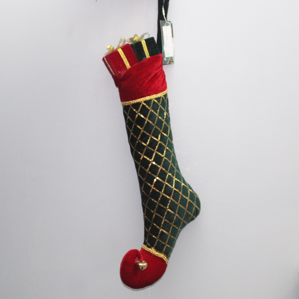 52cm Velvet Filled Stockings - Dark Green 236760 Shatchi Mulligans of Ballaghaderreen