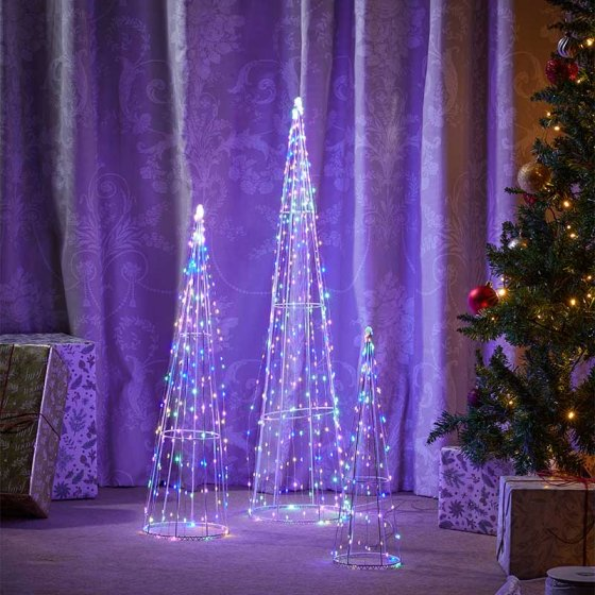 654 LED TreeCone Trio - Multi Coloured 2532069 Smart Garden Christmas Mulligans of Ballaghaderreen
