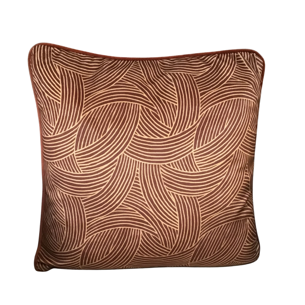 Abstract Copper Rust Feather Cushion PRO-0349 Millford Linen Mulligans of Ballaghaderreen