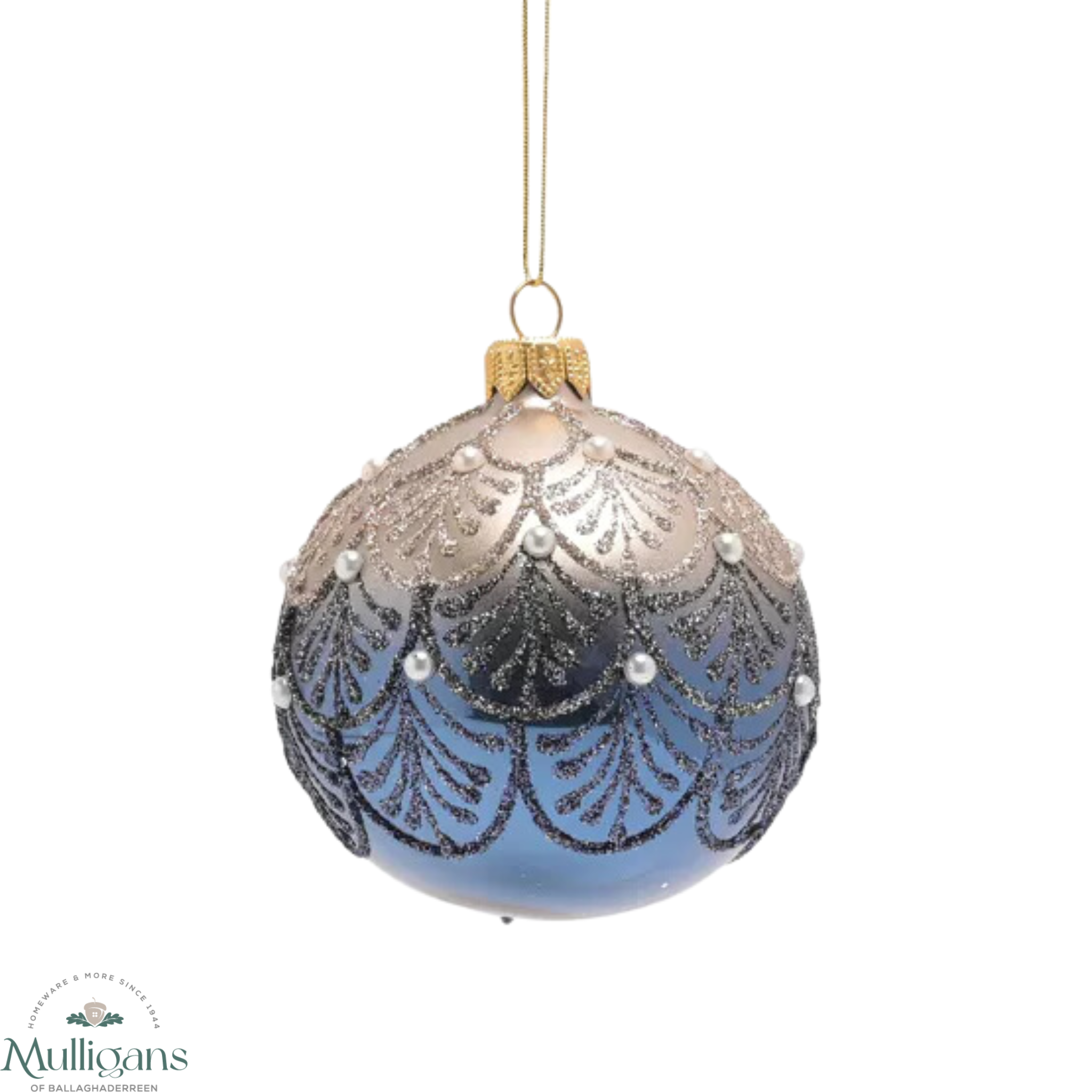 Celestial Blue Crystal Hand Decorated Ornamental Bauble XM10809-MullligansofBallaghaderreen
