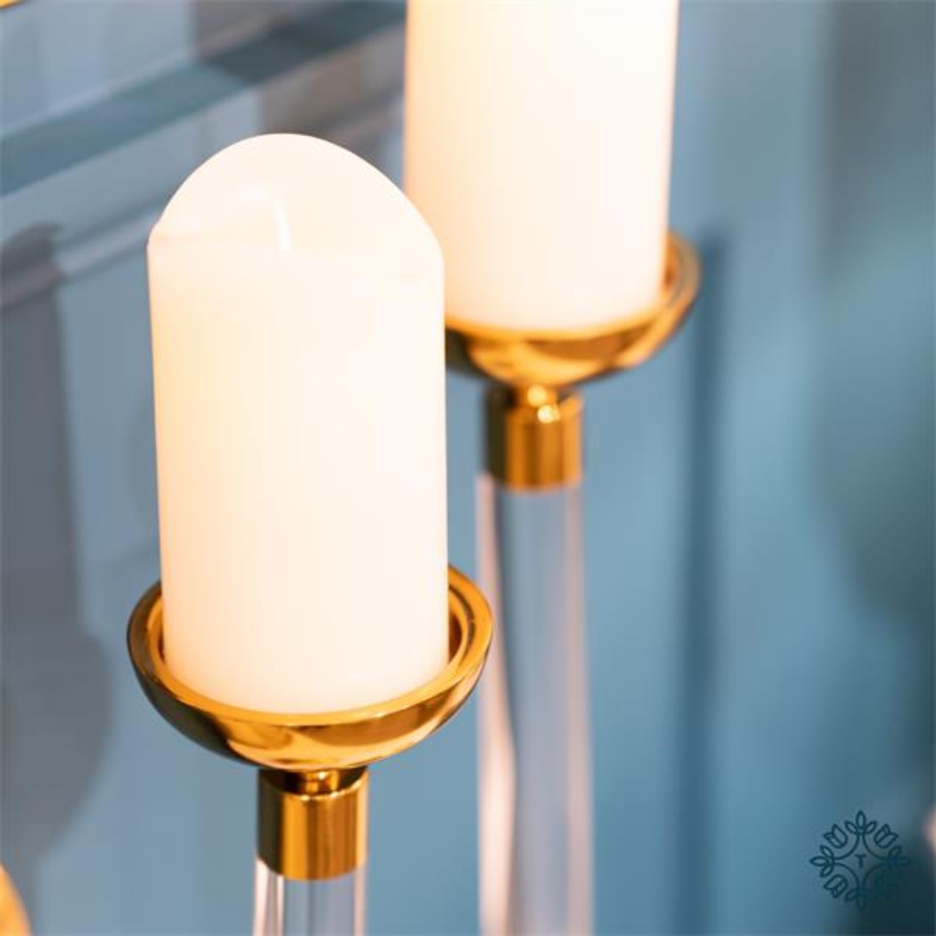 Alani Acrylic Pillar Candle Holder Gold 35Cm TL5751 Mulligans Of Ballaghaderreen