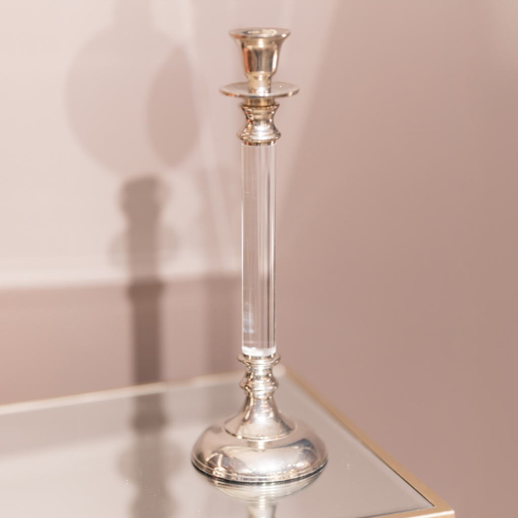 Alani acrylic candle stick chrome 31cm TL5560 Mulligans Of Ballaghaderreen