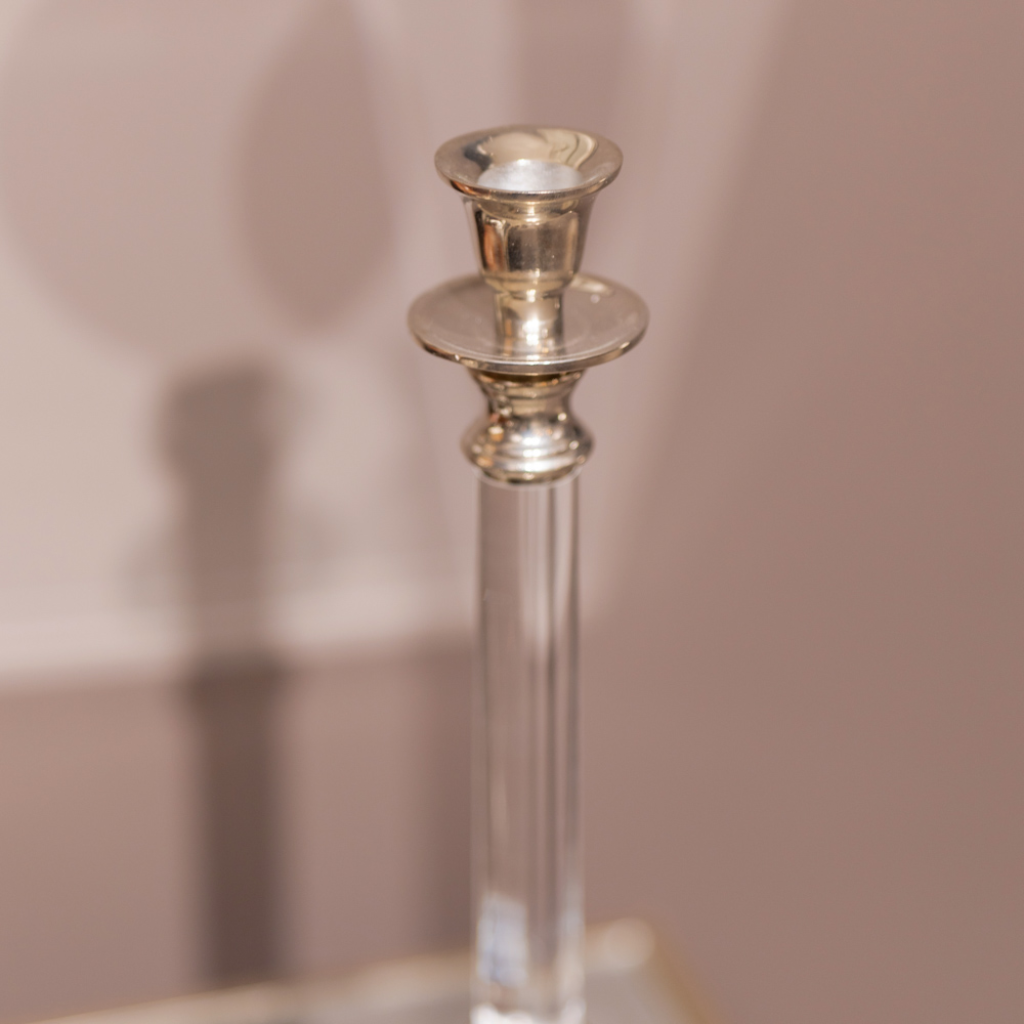 Alani acrylic candle stick chrome 31cm TL5560 Mulligans Of Ballaghaderreen