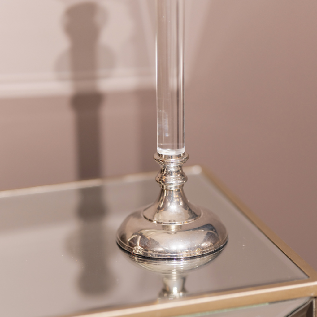Alani acrylic candle stick chrome 31cm TL5560 Mulligans Of Ballaghaderreen