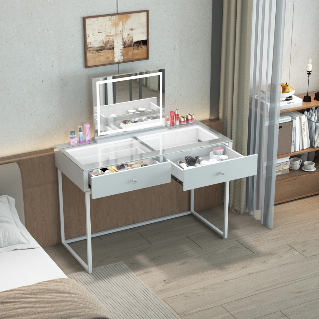 Alice Vanity Desk with 2 Storage Drawers VNT-Alice-01-WHT VANITII Mulligans of Ballaghaderreen 