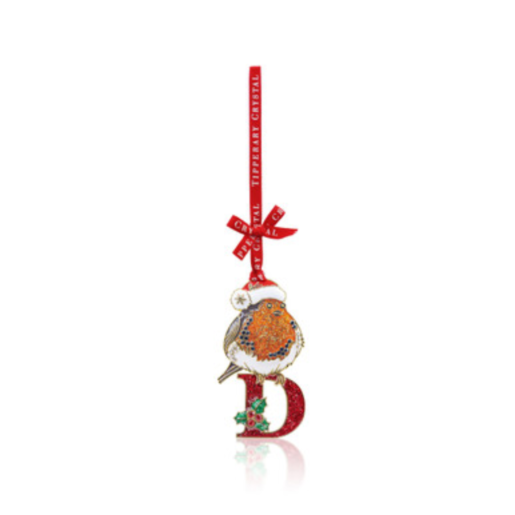 Alphabet Robin Christmas Decoration –D, 157743 Tipperary Crystal -  Mulligans of Ballaghaderreen 
