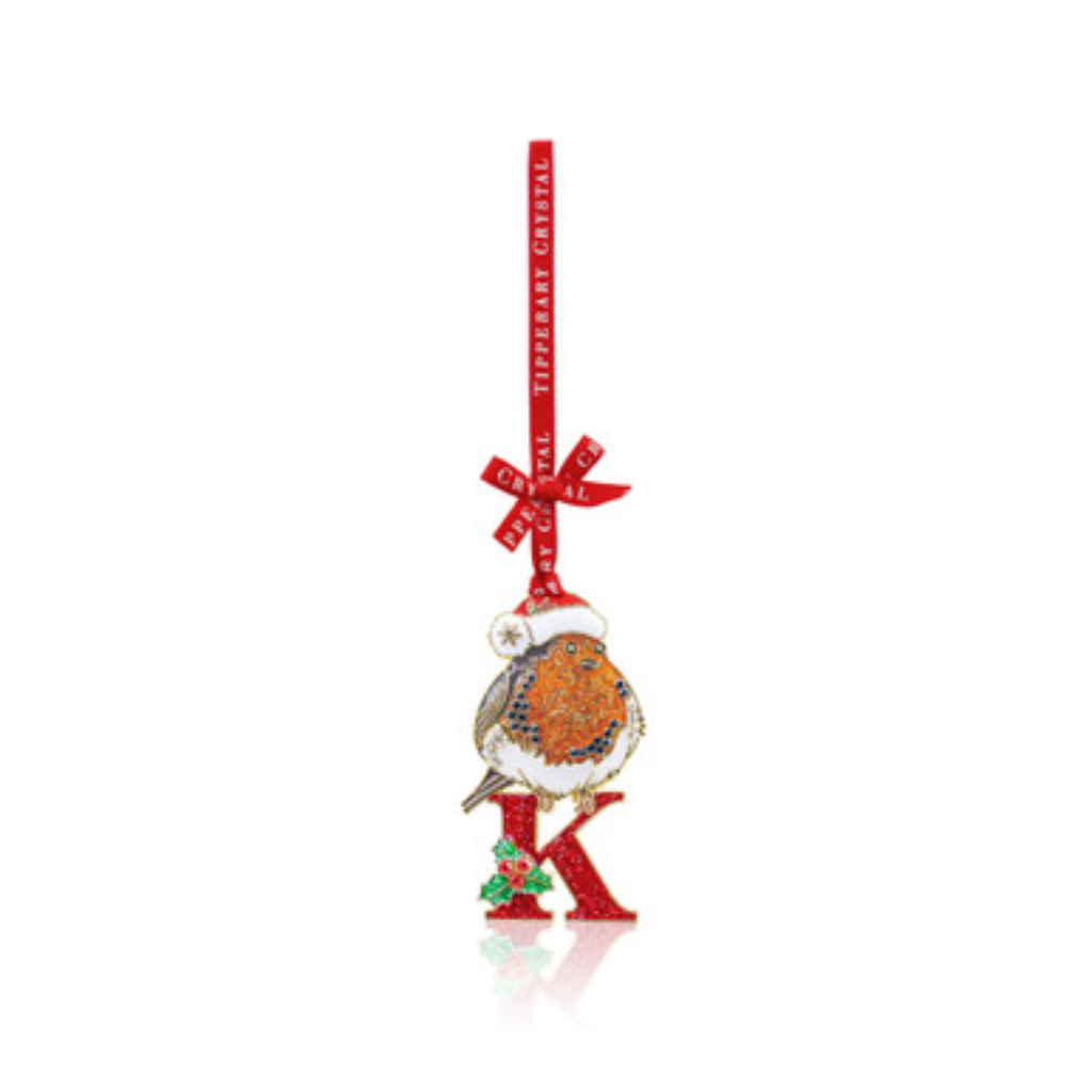 Alphabet Robin Christmas Decoration –K, 157811 Tipperary Crystal -  Mulligans of Ballaghaderreen 
