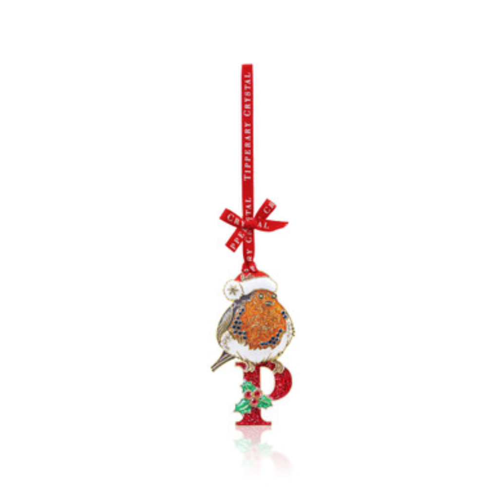 Alphabet Robin Christmas Decoration –P, 157866 Tipperary Crystal -  Mulligans of Ballaghaderreen 