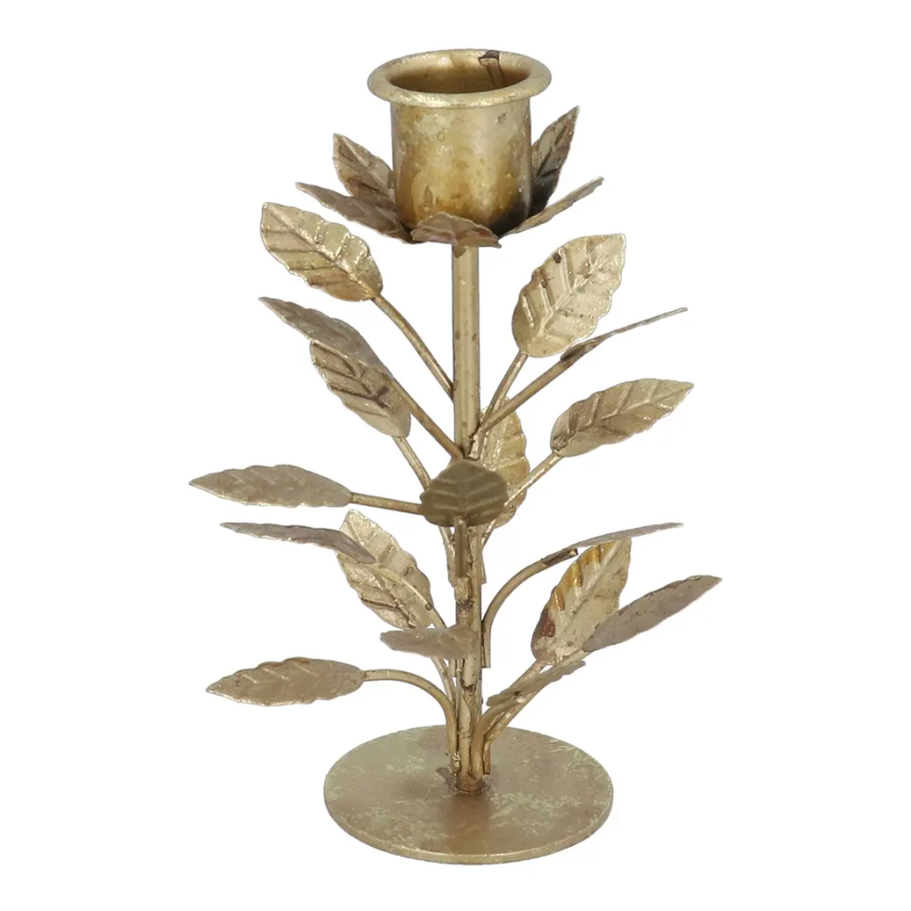 Antique Gold Leaves Candlestick 50228 Gisela Graham Mulligans of Ballaghaderreen