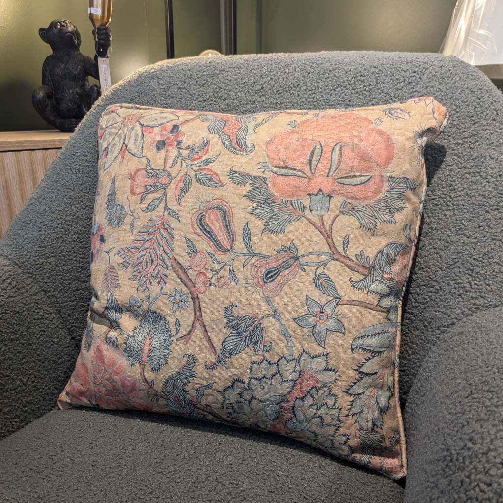 Antique Floral Feather Filled Cushion - Gold AFFFCG Millford Linen Mulligans of Ballaghaderreen