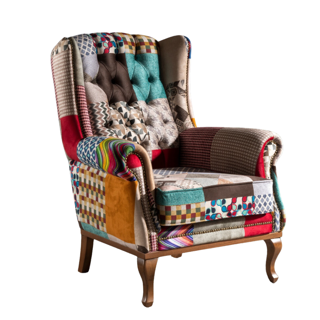 Patchwork Multicolour Wingback Armchair Gmac Mulligans of Ballaghaderreen