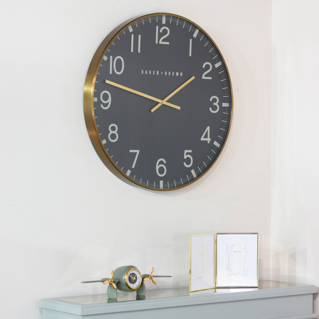 Baker and brown - Clock Smith Black/Brass Clock 76cm