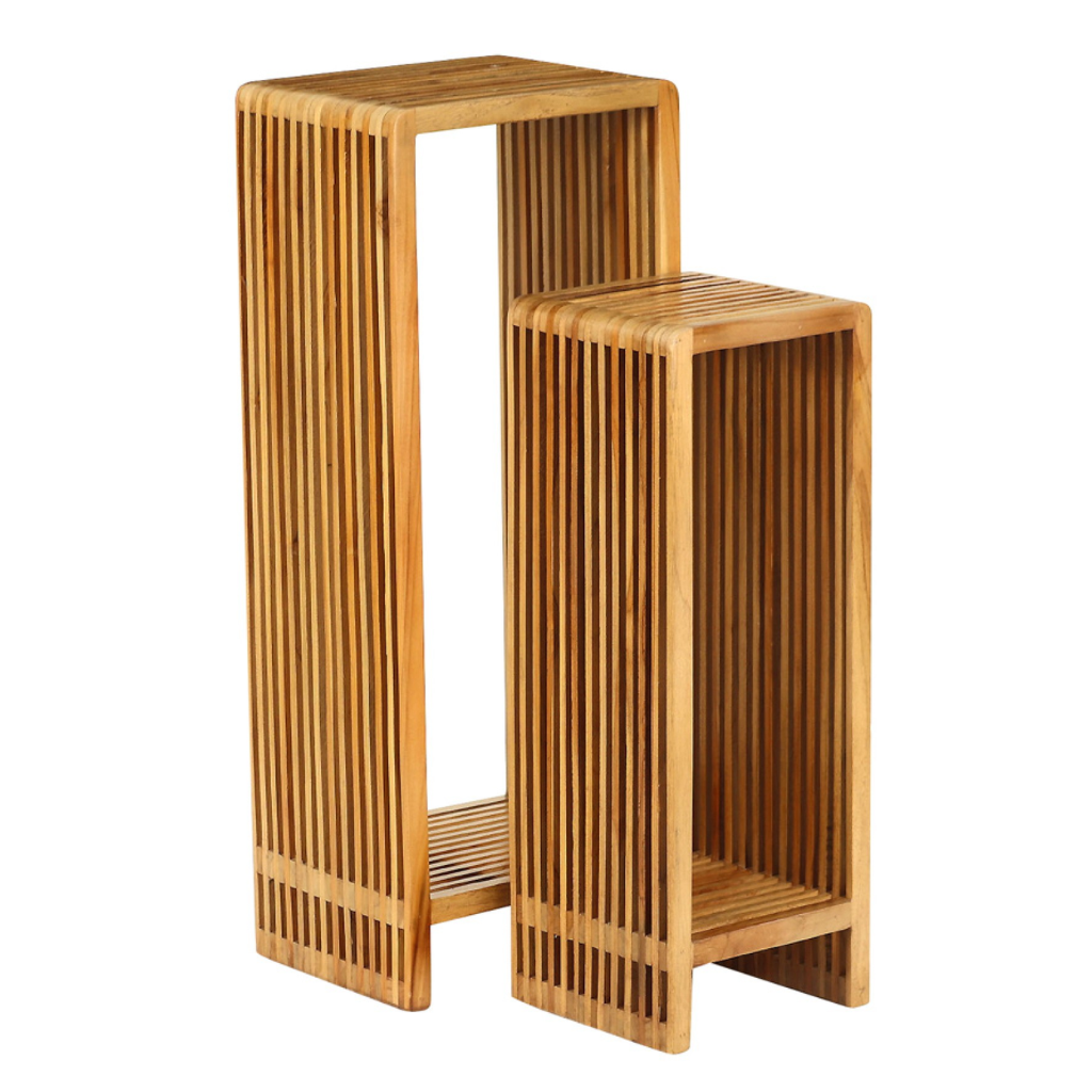 Bari Set of 2 Plantstands - Teak TL5781 Tara Lane Mulligans of Ballaghaderreen