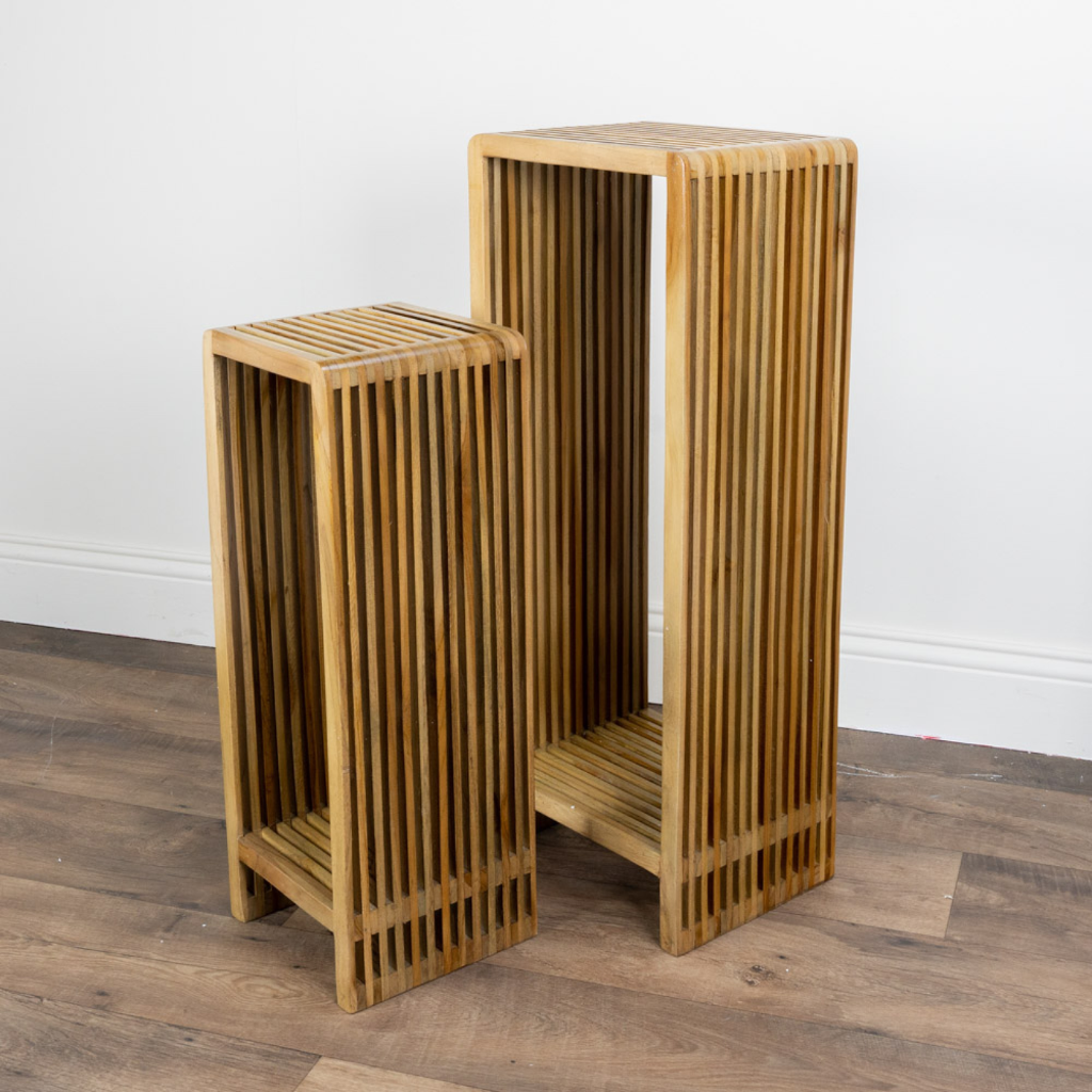 Bari Set of 2 Plantstands - Teak TL5781 Tara Lane Mulligans of Ballaghaderreen