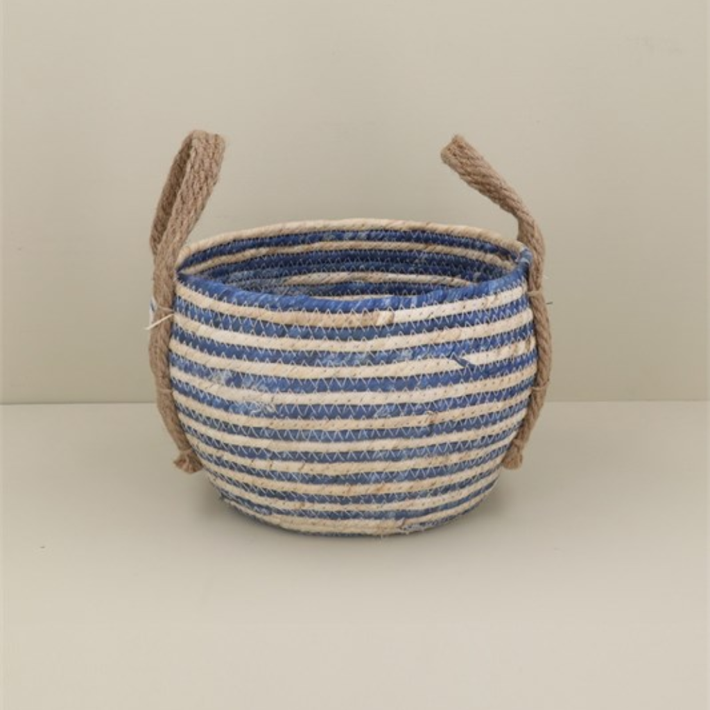 Basket - Blue Round with Handles 32637 Gisela Graham Mulligans of Ballaghaderreen