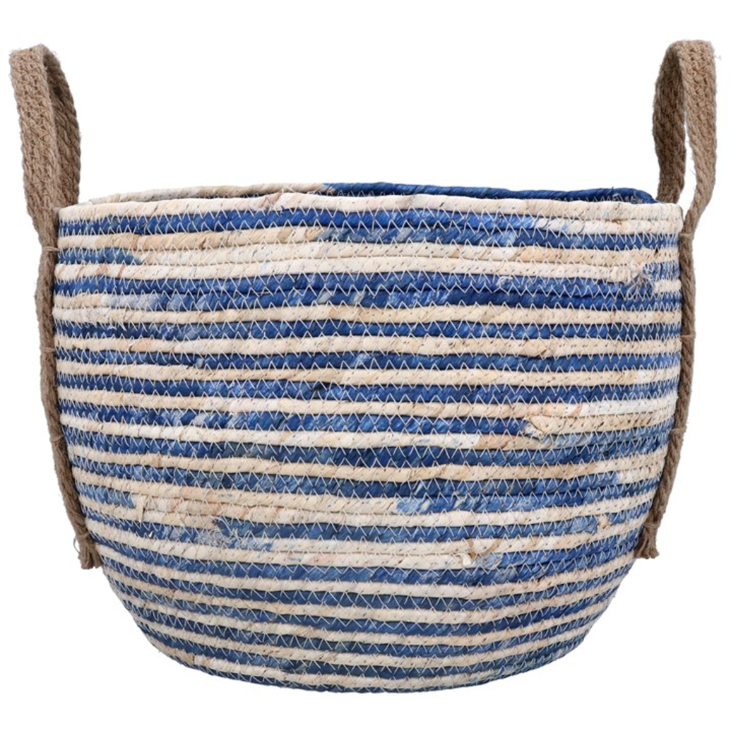 Basket, Large - Blue Round with Handles 32645 Gisela Graham Mulligans of Ballaghaderreen