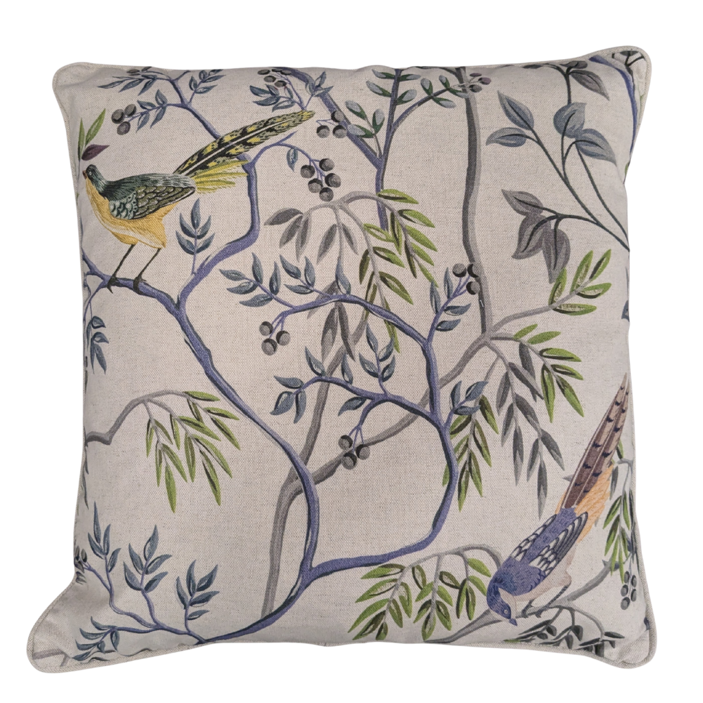 Bird Tree Feather Filled Cushion - Blue BTFFCB Medicare Textiles Mulligans of Ballaghaderreen