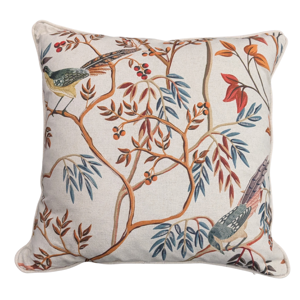 Bird Tree Feather Filled Cushion - Red BTFFCR Medicare Textiles Mulligans of Ballaghaderreen