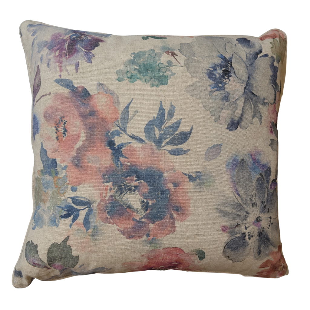 Blue and Pink Floral Feather Scatter Cushion BAPFFSC Millford Linen Mulligans of Ballaghaderreen 