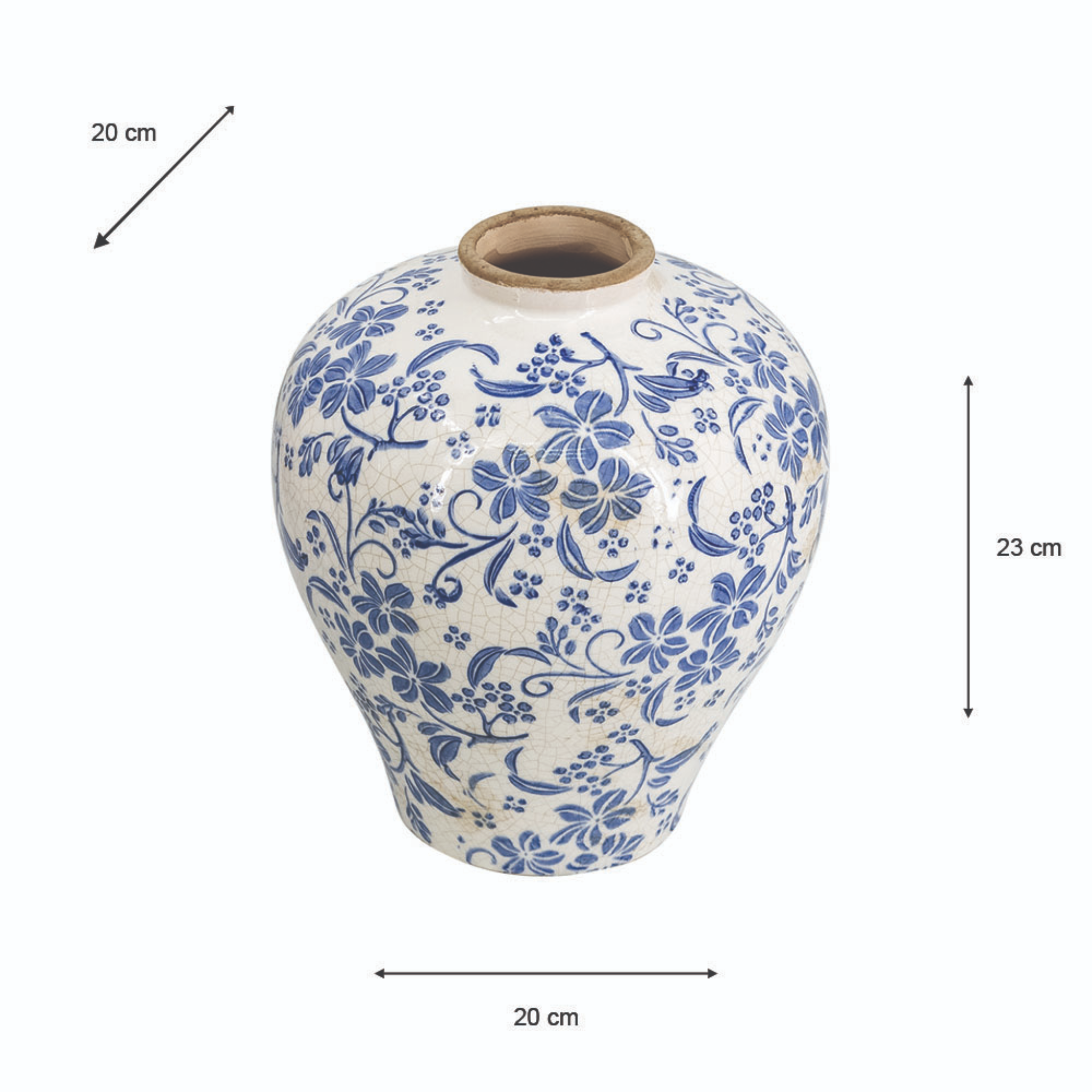 Blue floral vase 23cm TL7294 Tara Home Mulligans of Ballaghaderreen