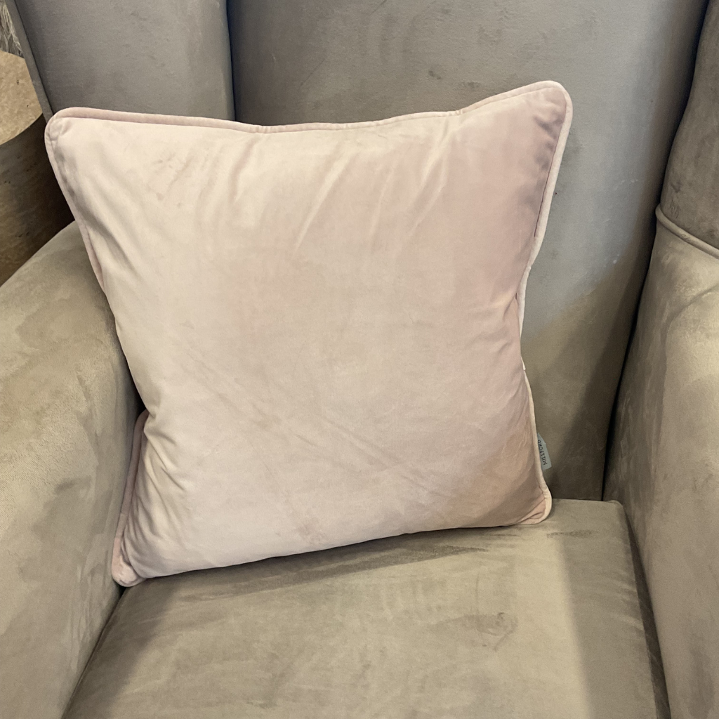 Blush Pink Velvet Feather Scatter Cushion BPVFSC Medicare Textiles Mulligans of Ballaghaderreen