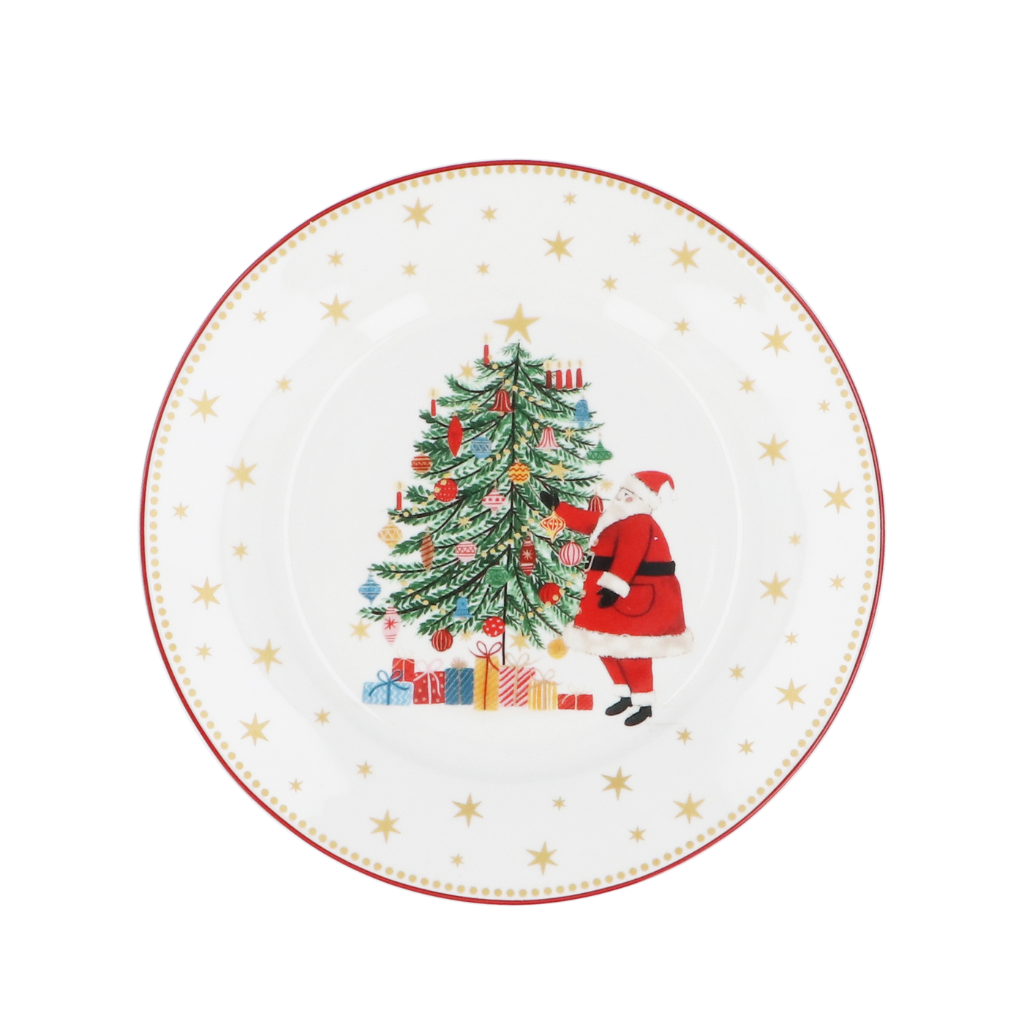 Bone China Christmas Plate Nostalgia Santa Tree 31511 Gisela Graham Mulligans of Ballaghaderreen 