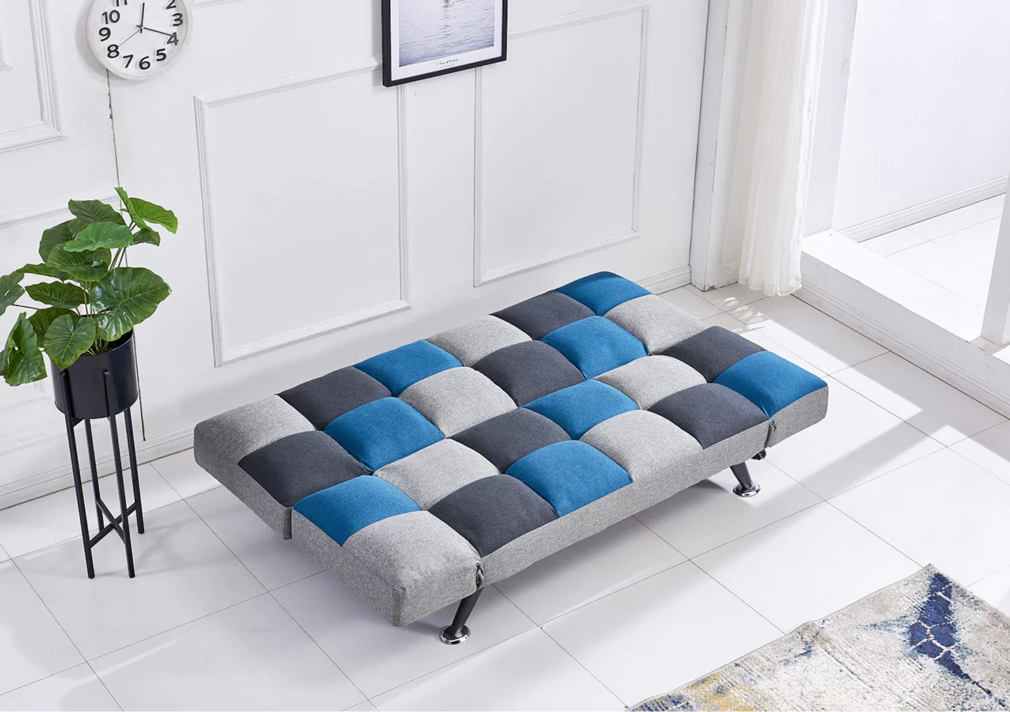 Boston Sofa Bed Grey Patchwork Mulligans of Ballaghaderreen