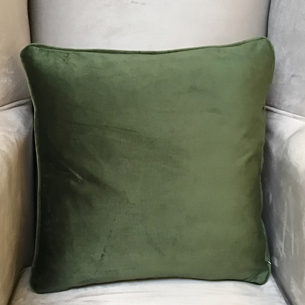 Botanical Floral Coral/Green Feather Cushion PRO_0527 Millford Linen Mulligans of Ballaghaderreen