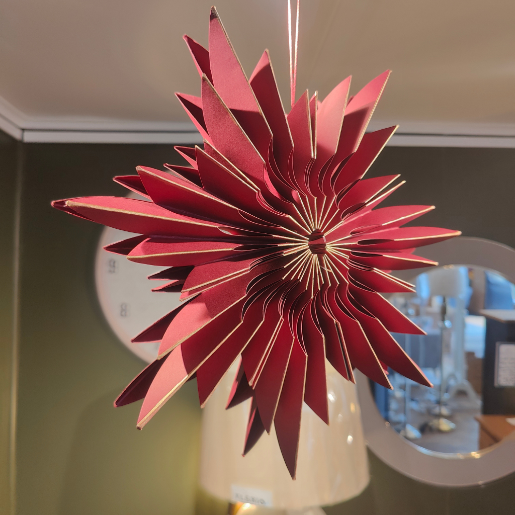 Burgundy Starburst Snowflake Paper Hanging Deco Gisela Graham Mulligans of Ballaghaderreen